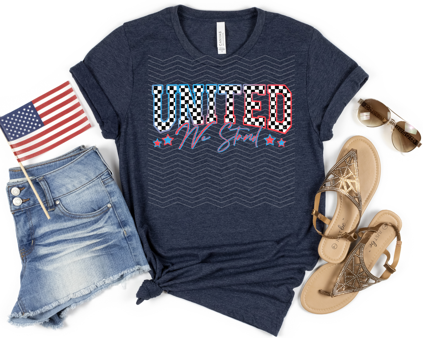 United We Stand Checkered DTF TRANSFER