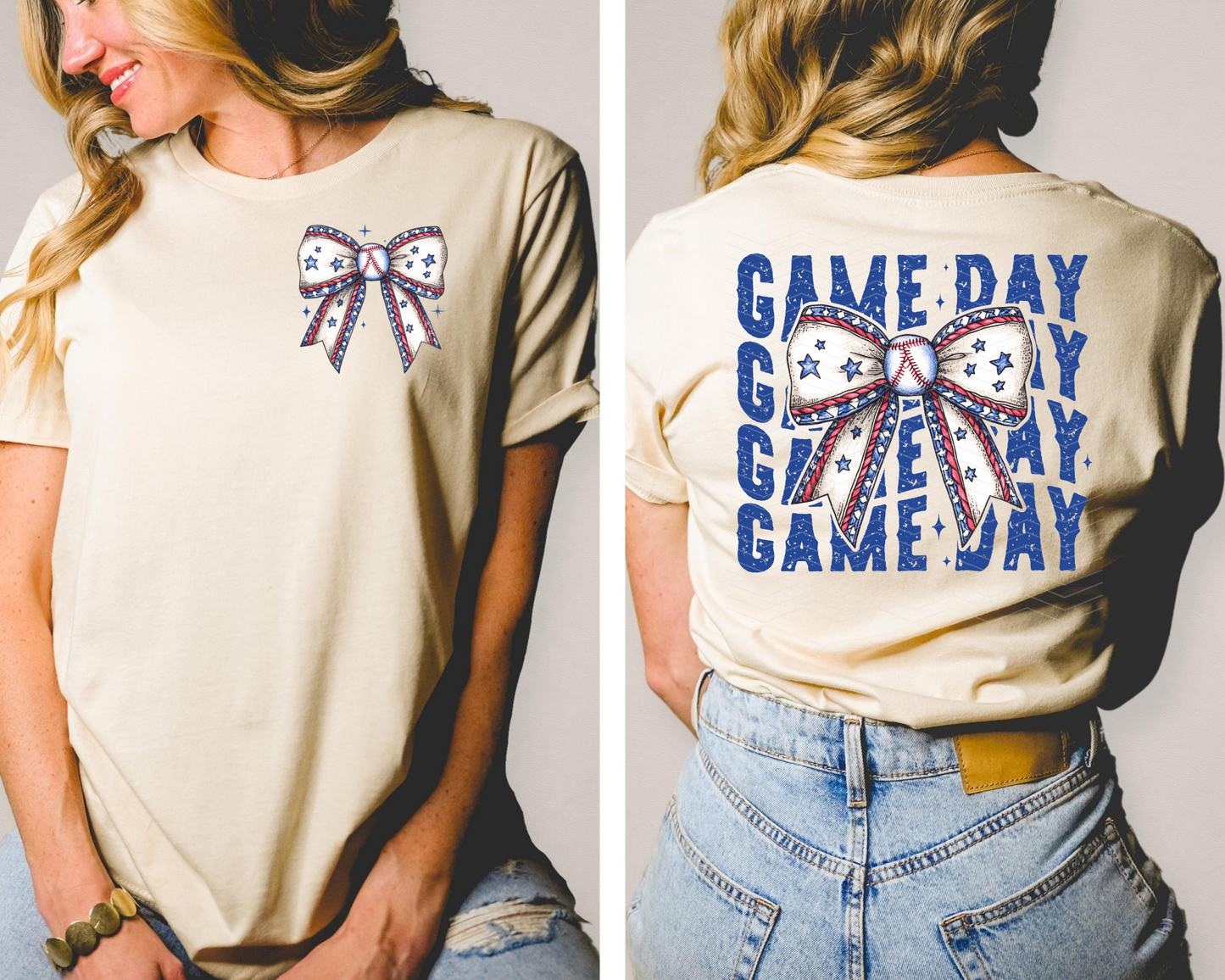 Vintage Baseball Bow Gameday DTF TRANSFER