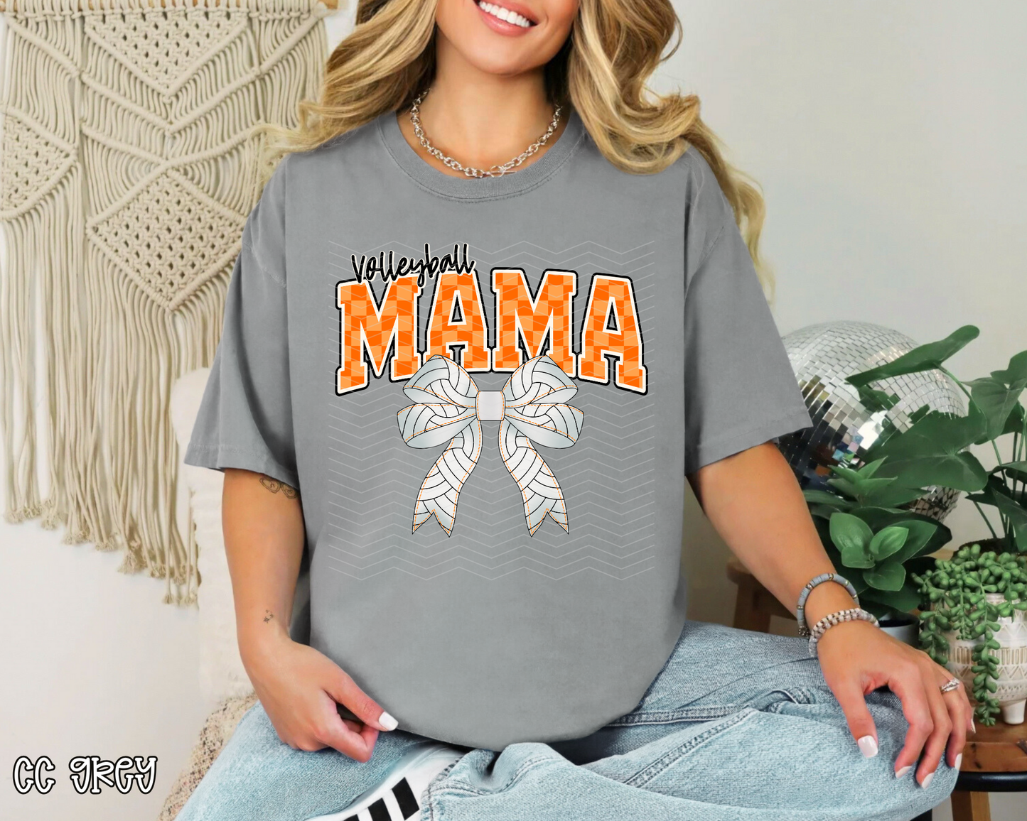 Volleyball Mama Checkered Bow