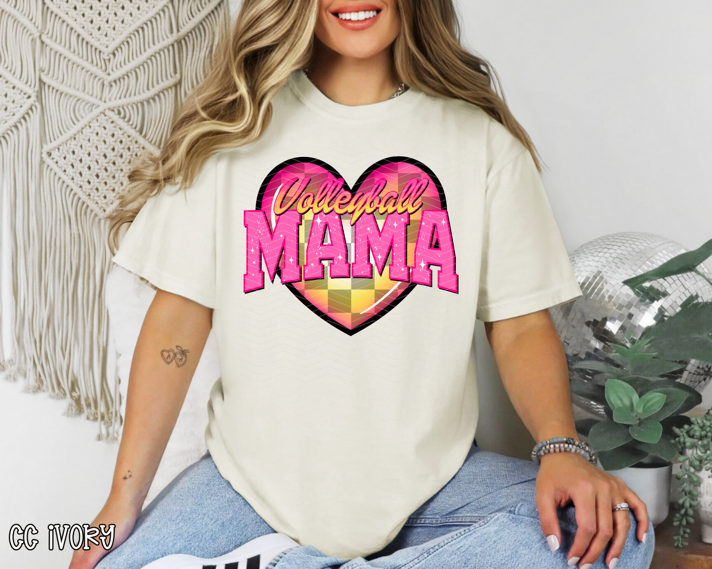 Volleyball Mama Checkered Heart DTF TRANSFER