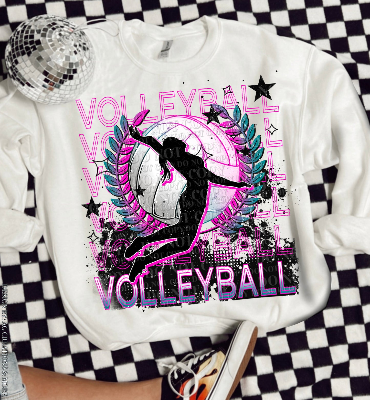 Volleyball Neon Stacked
