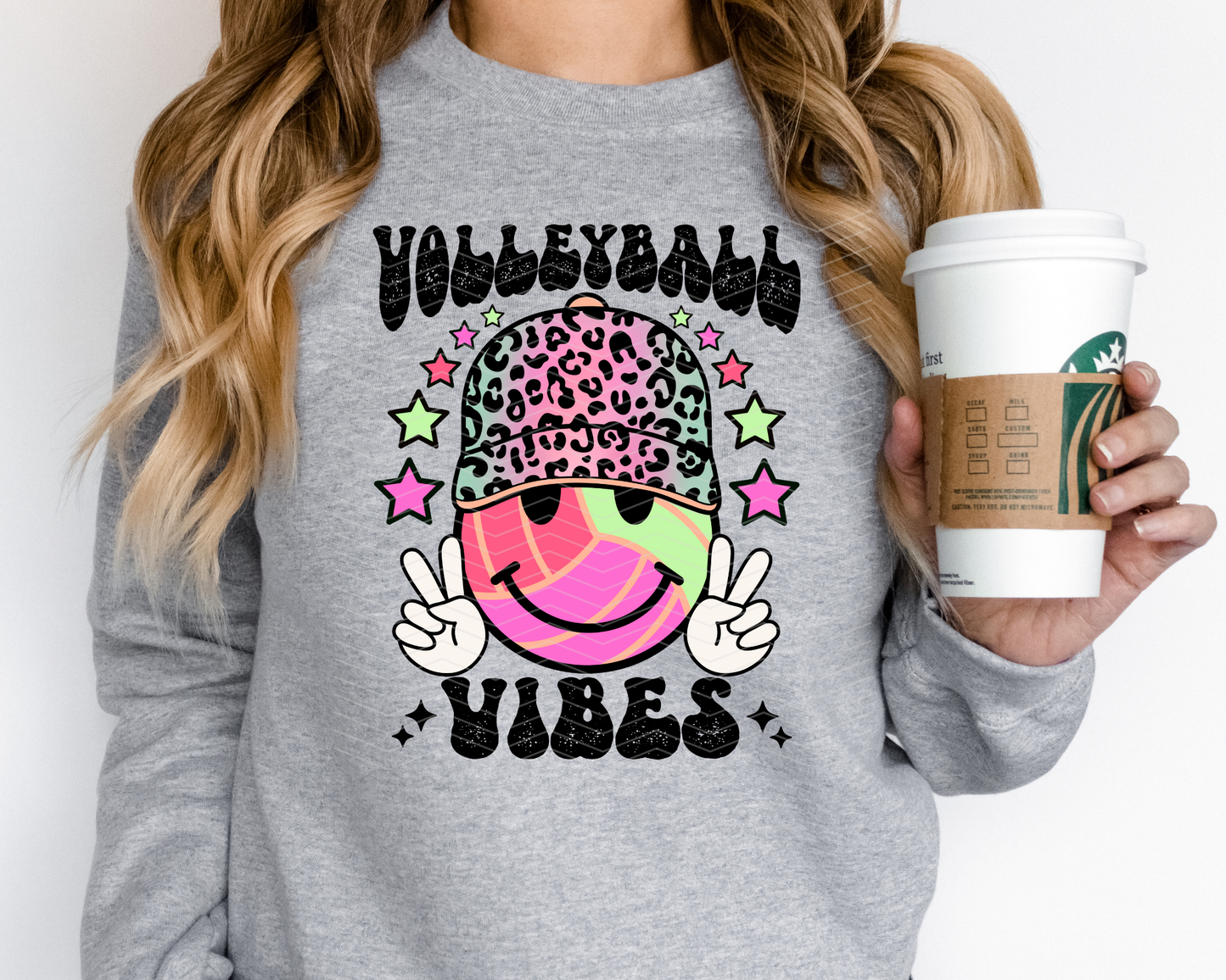 Volleyball Vibes Smiley Hat DTF TRANSFER