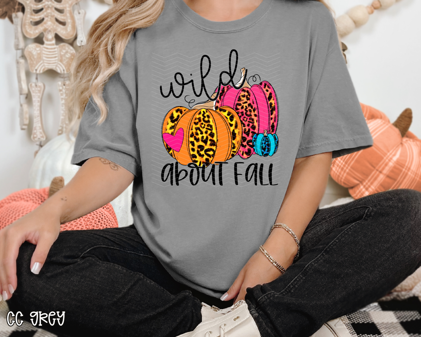 Wild About Fall Colorful Leopard Pumpkins DTF TRANSFER