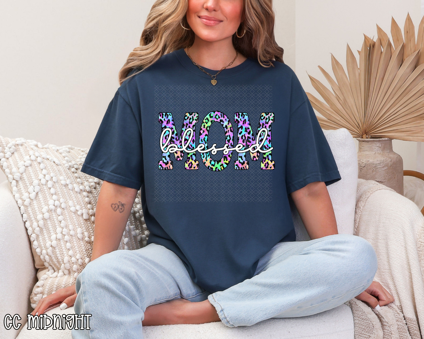 blessed mom colorful leopard DTF TRANSFER