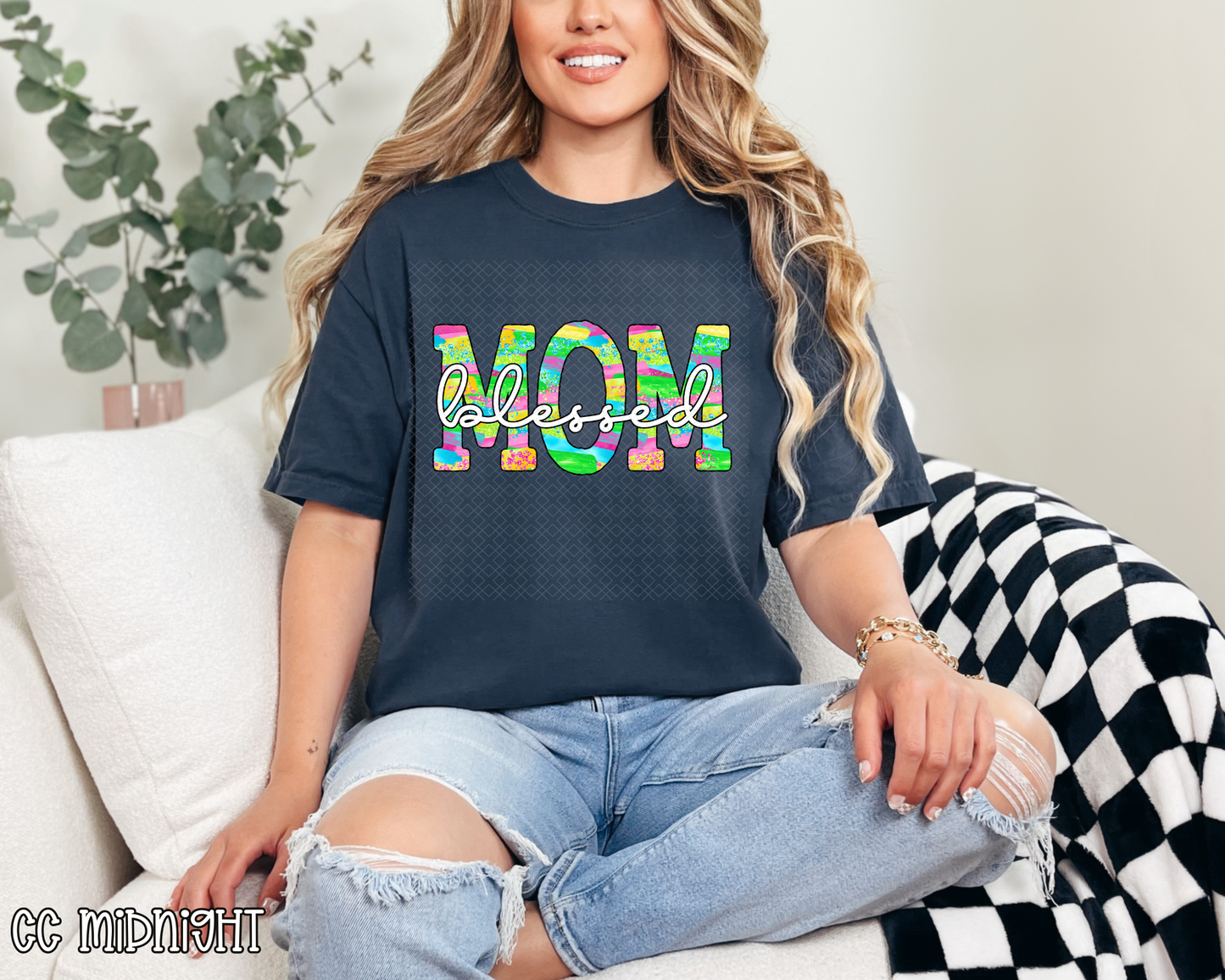 blessed mom neon DTF TRANSFER