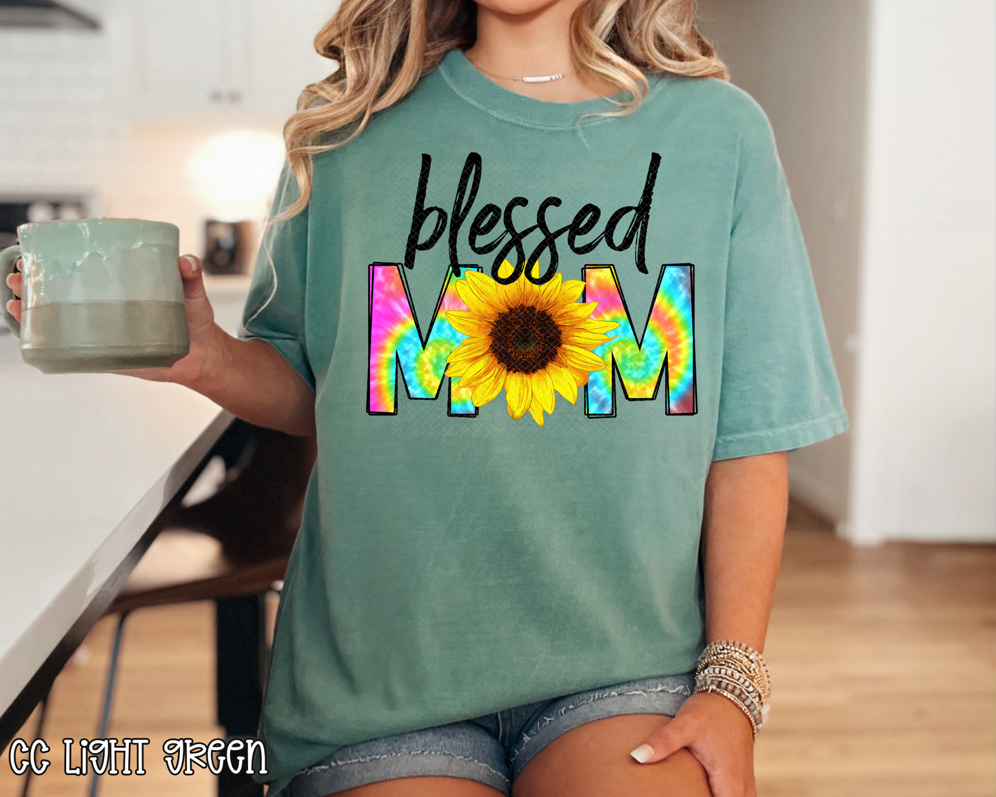 blessed mom tie dye sunflower DTF TRANSFER