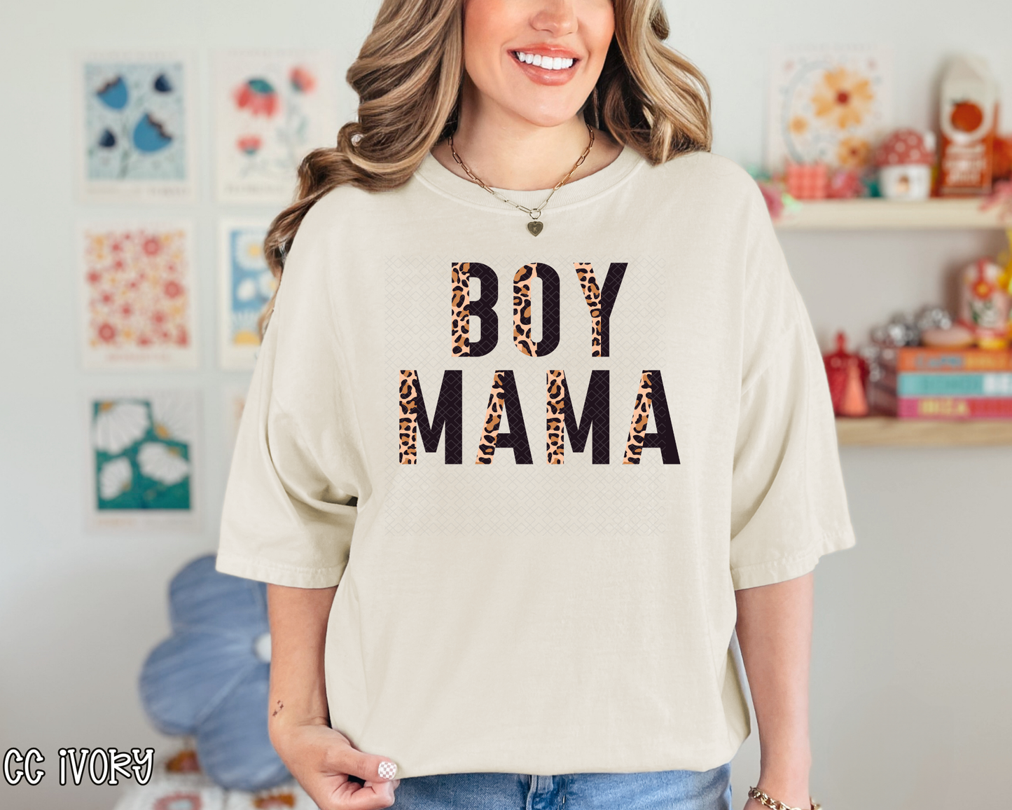 boy mama half leopard black DTF TRANSFER