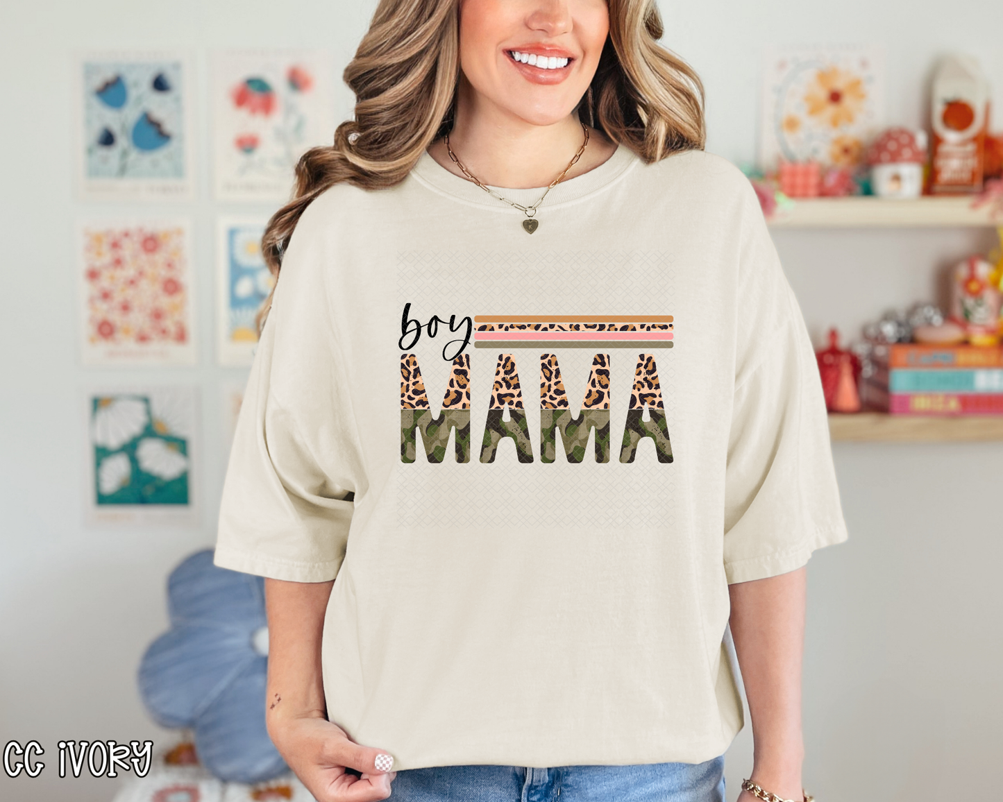 boy mama leopard camo stripe DTF TRANSFER