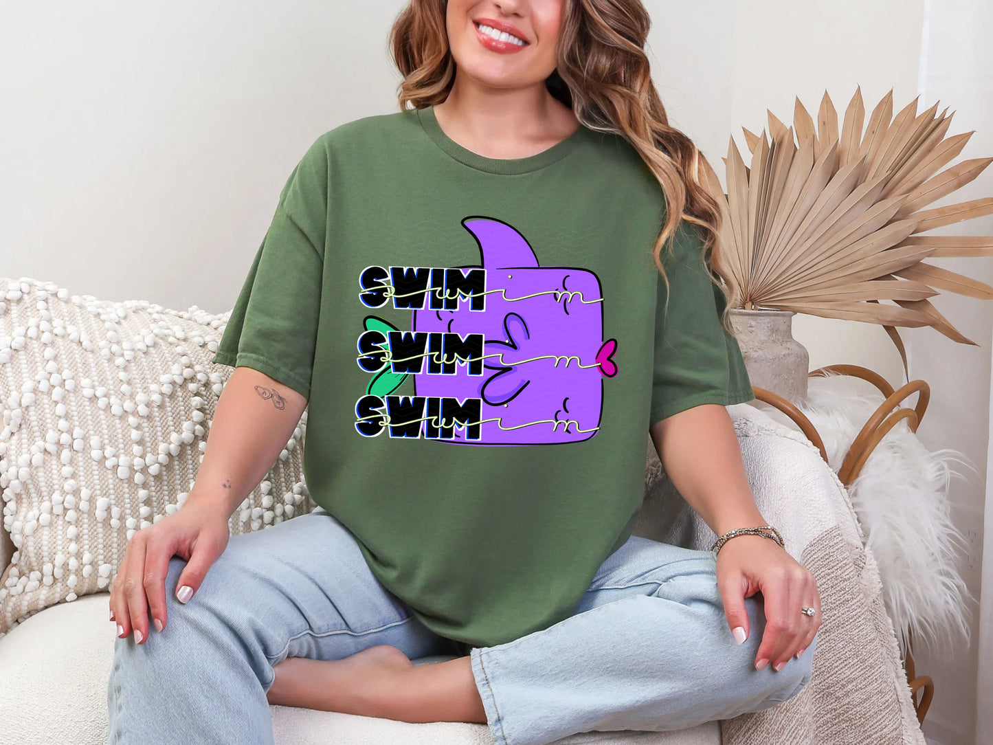 Swim Swim Swim Doodle Fish Purple DTF TRANSFER