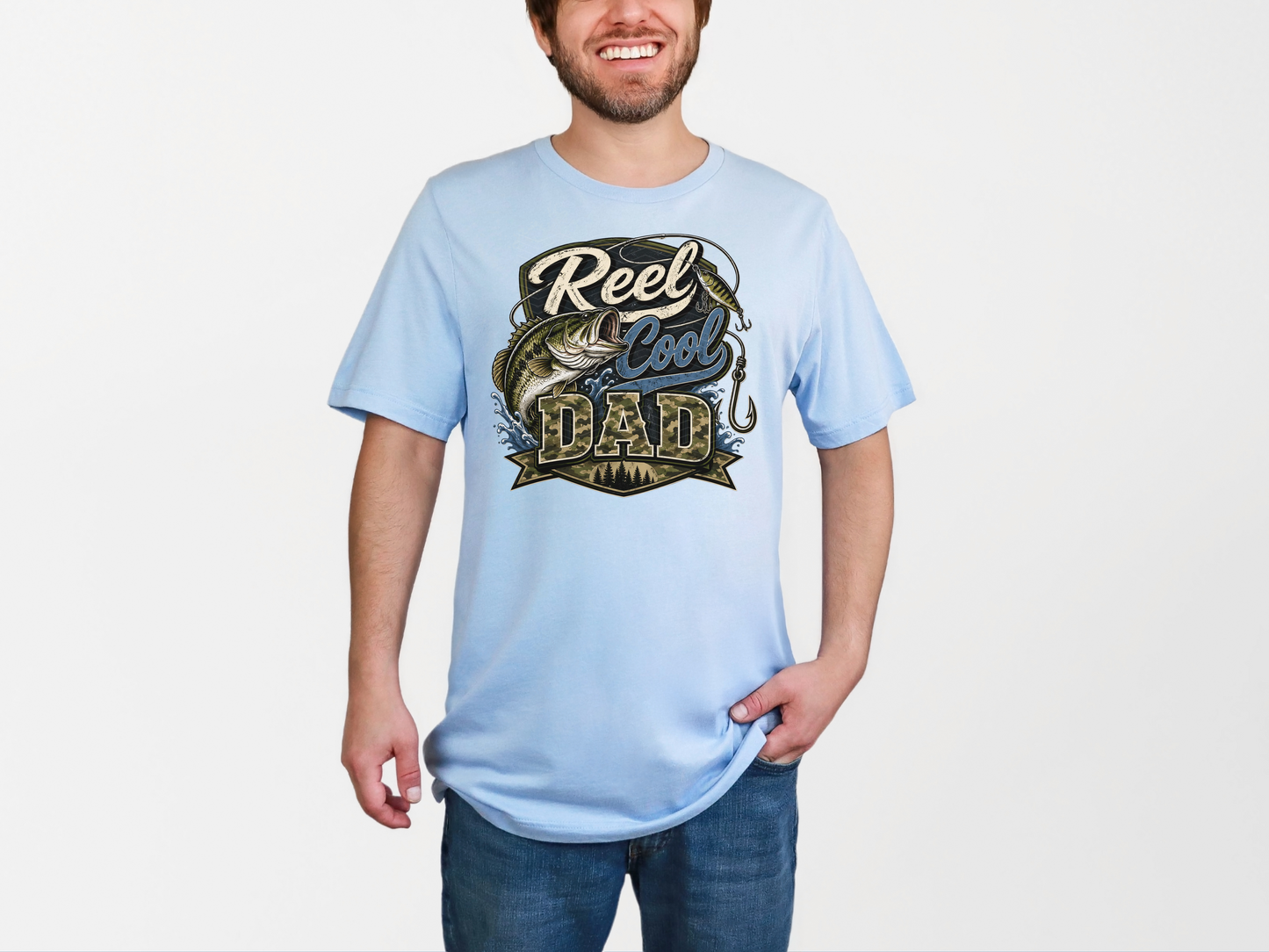 Reel Cool Dad Fishing Camo DTF TRANSFER