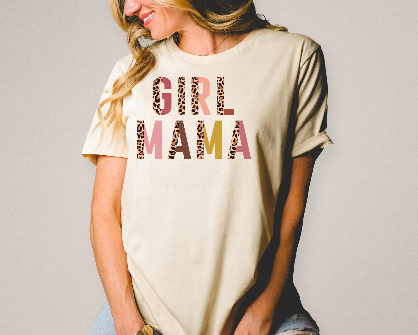 girl mama half leopard pastel DTF TRANSFER