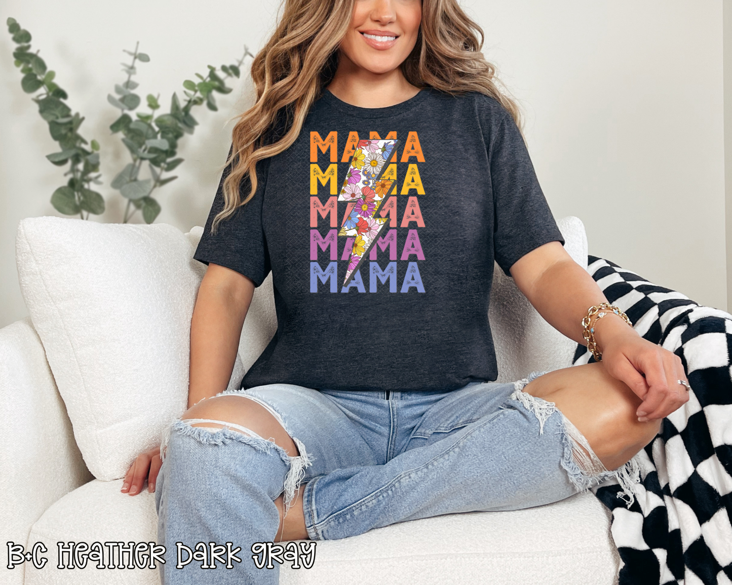 mama lightning stack bright floral DTF TRANSFER