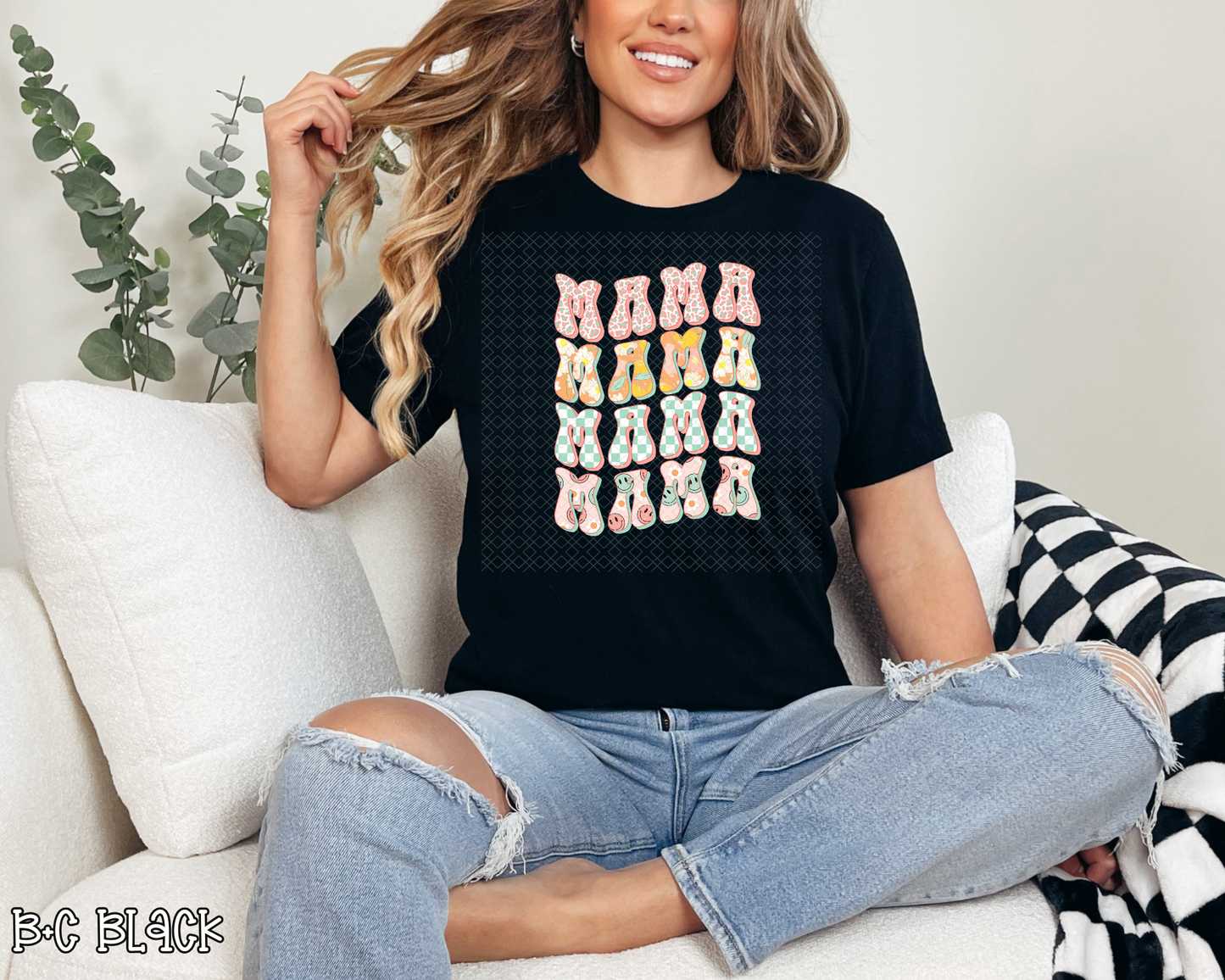 mama retro wave stack mint pink DTF TRANSFER