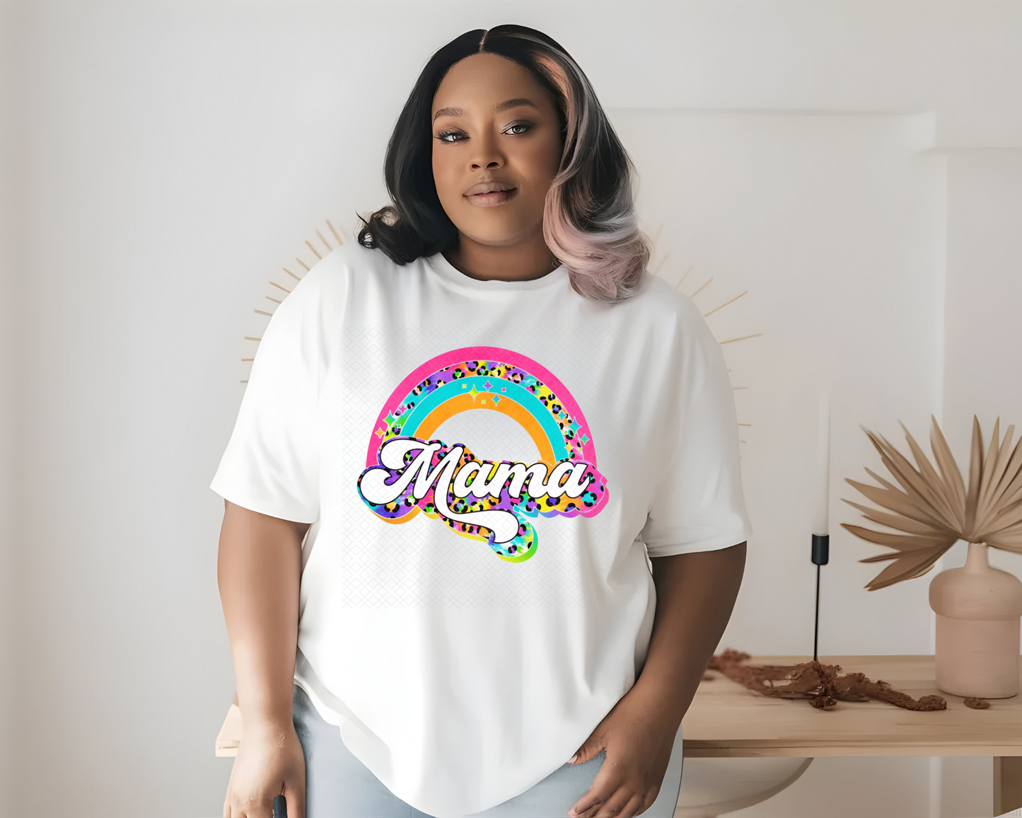 mama tie dye leopard rainbow DTF TRANSFER