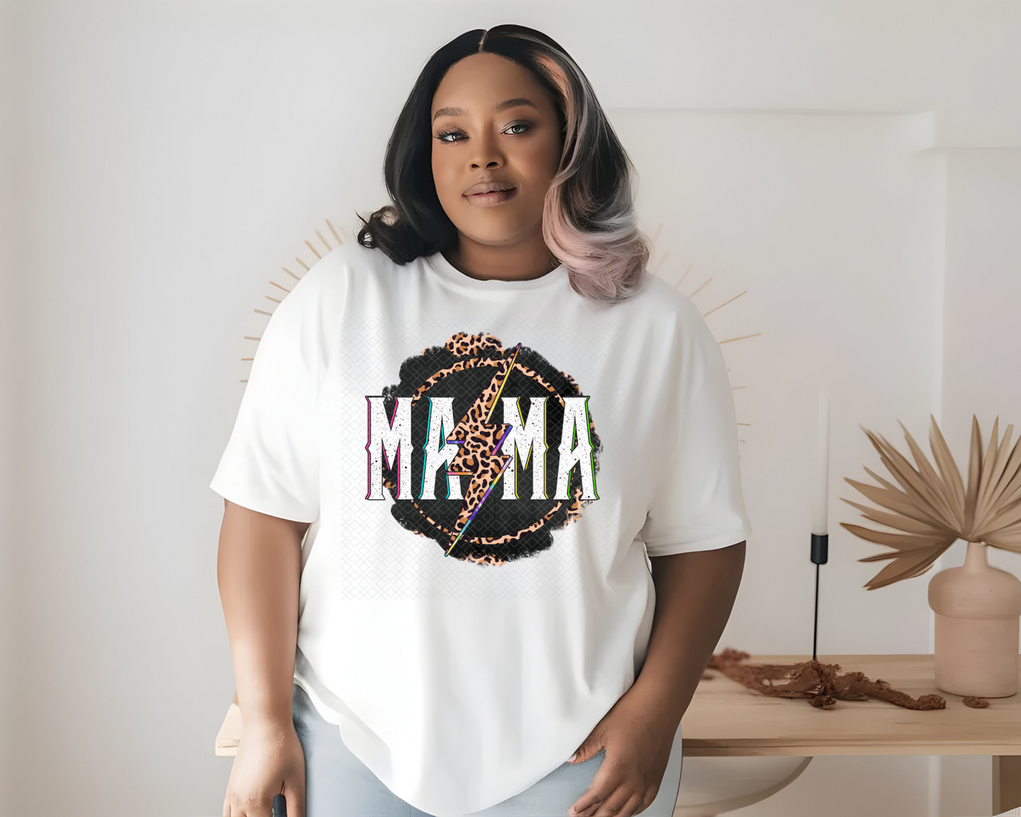 mama tie dye lightning leopard DTF TRANSFER