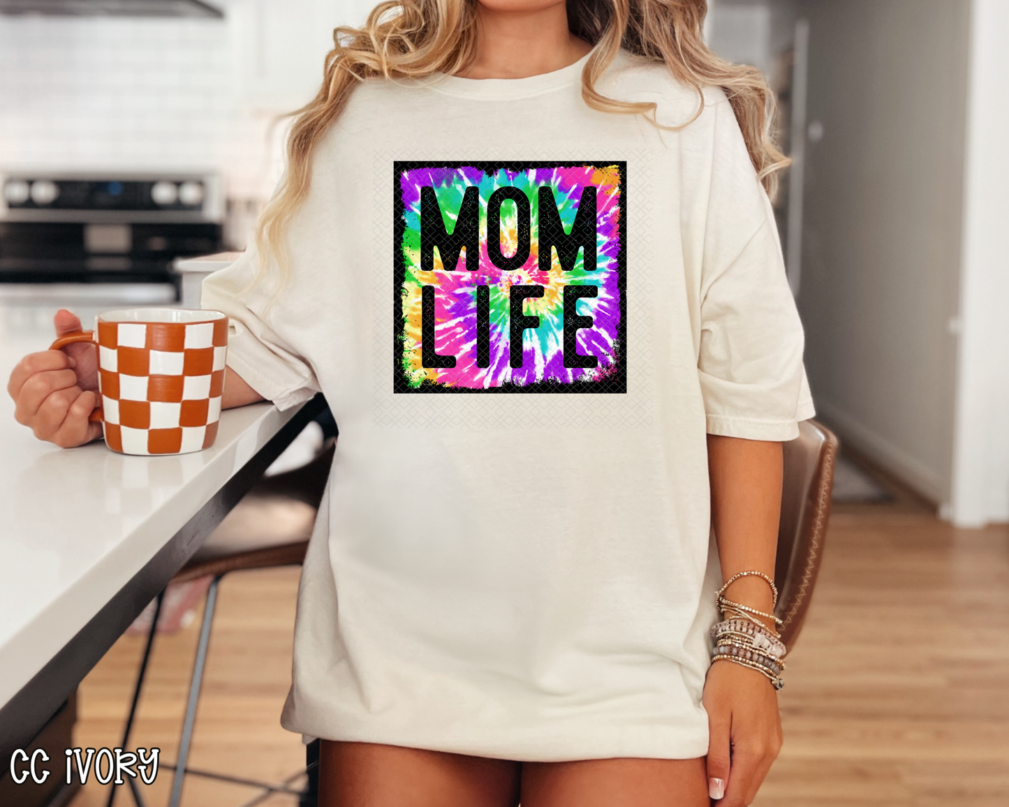 mom life tie dye box DTF TRANSFER