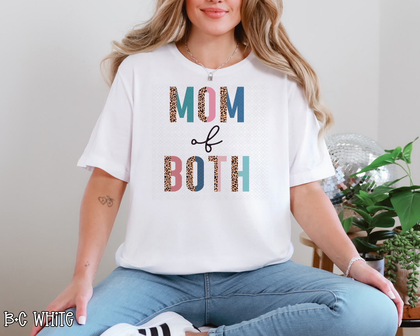 mom of both half leopard blue pink DTF TRANSFER