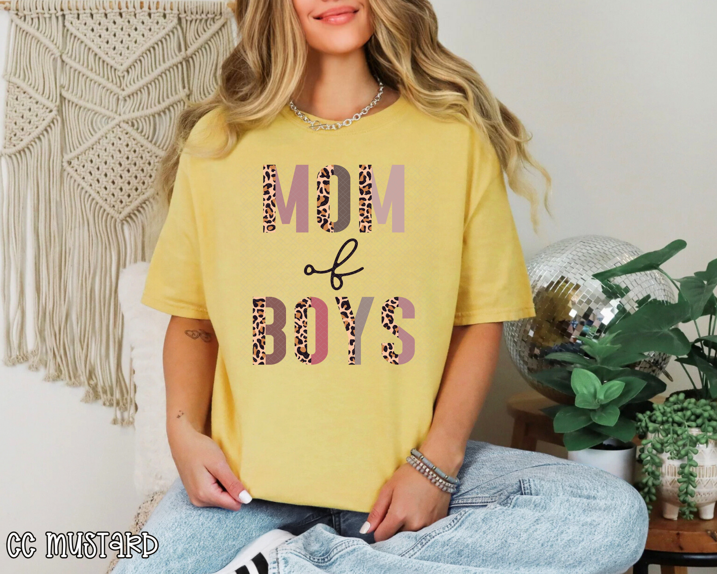 mom of boys half leopard pastel DTF TRANSFER