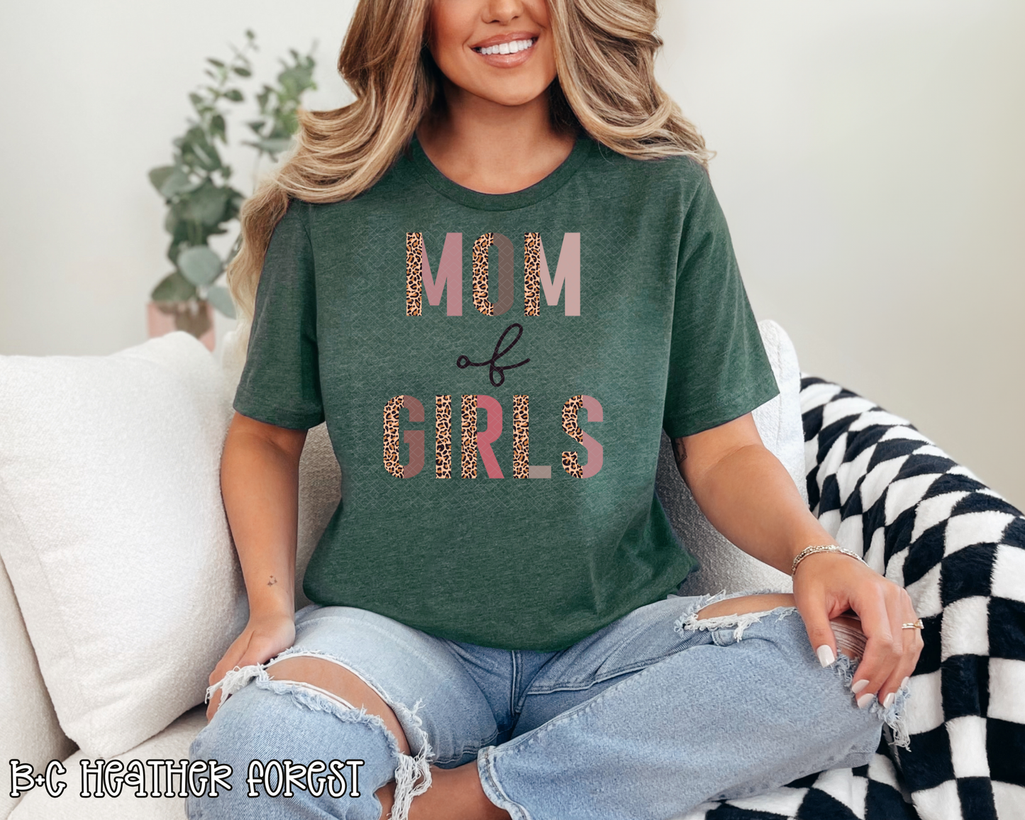mom of girls half leopard pastel DTF TRANSFER