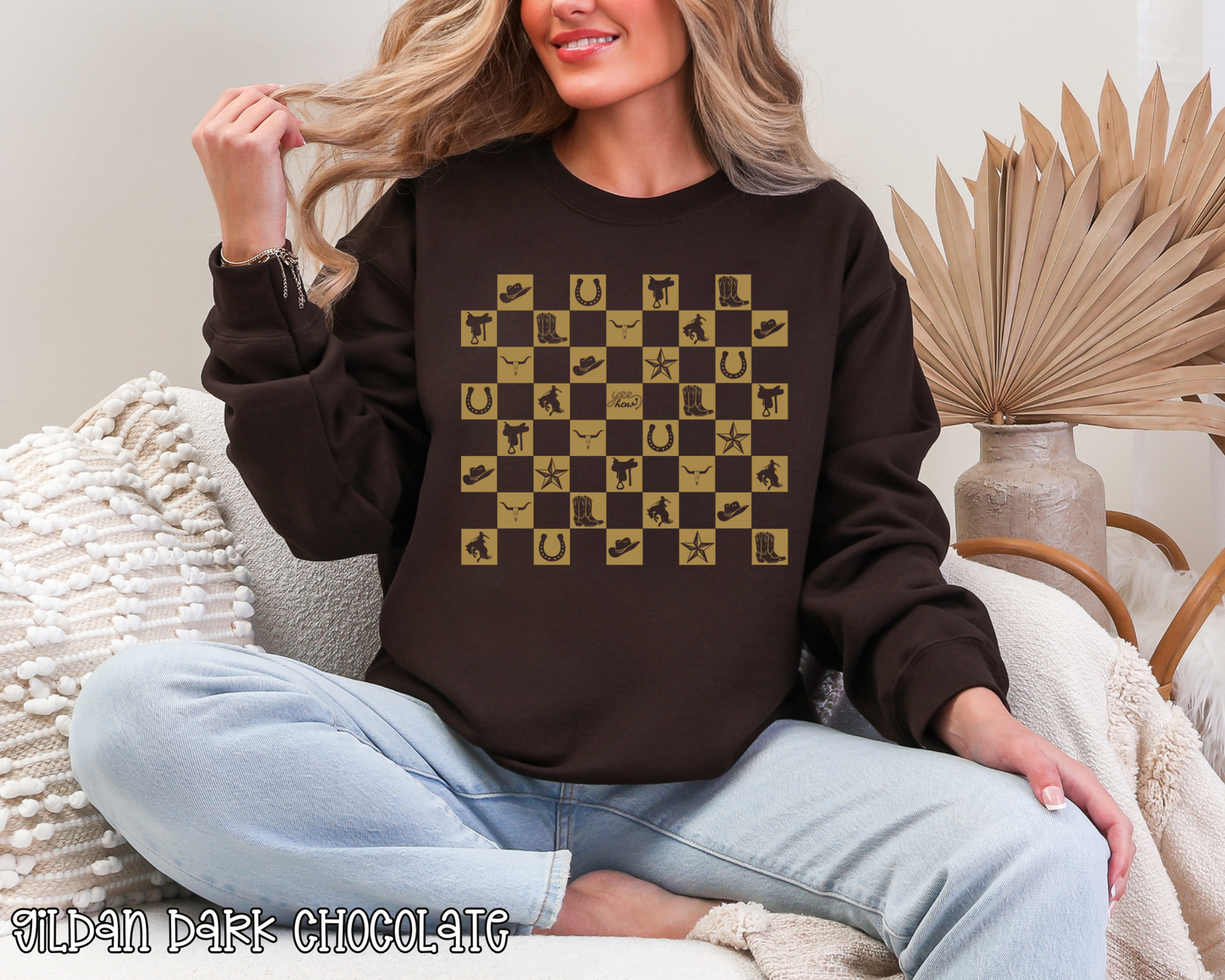 Checkered Western DTF TRANSFER