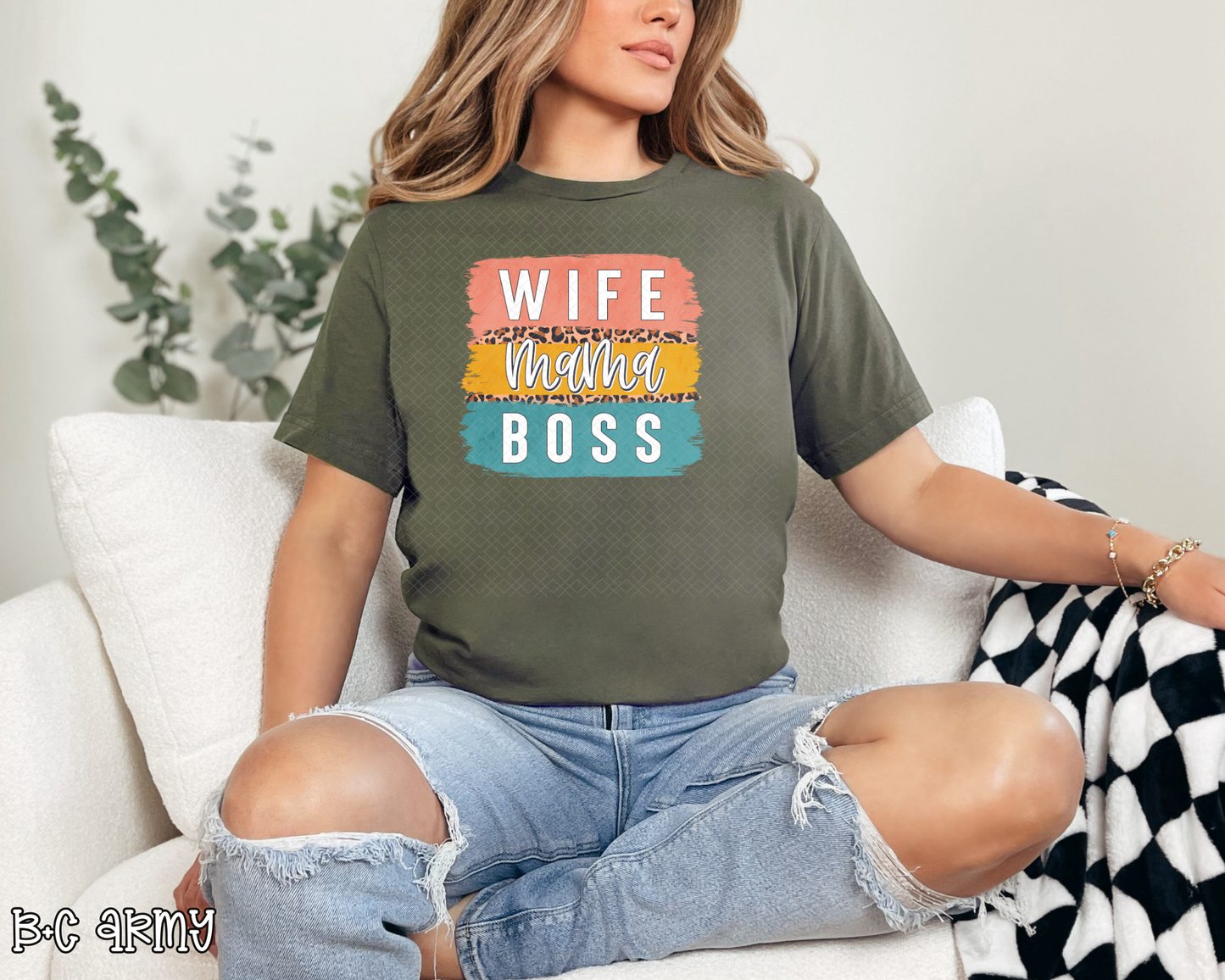 wife mama boss block brush DTF TRANSFER