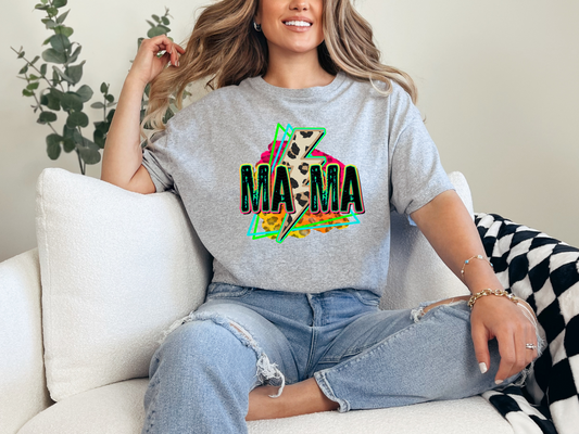 Mama Neon Leopard Bolt DTF TRANSFER