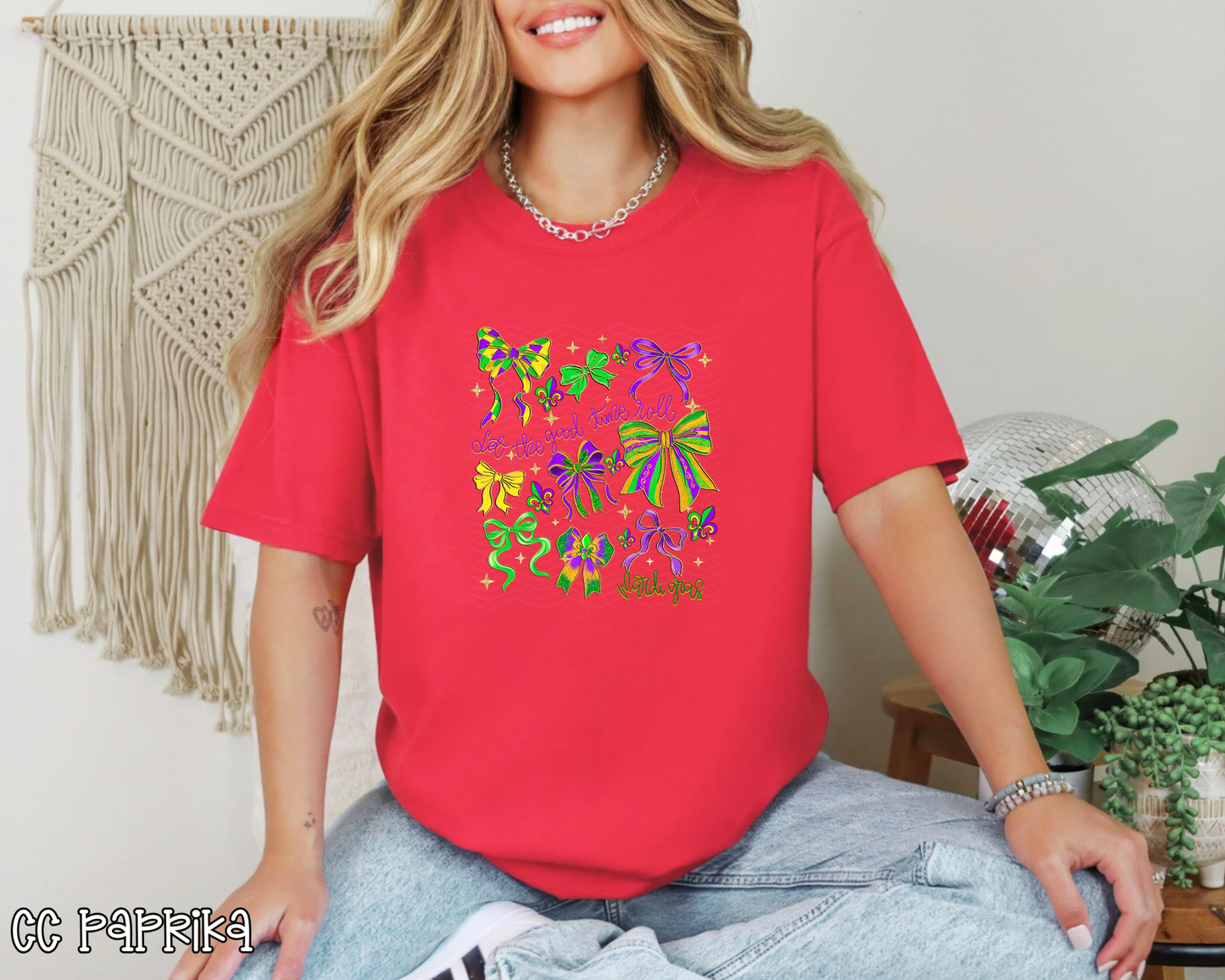 Let The Good Times Roll Mardi Gras Bow Collage DTF TRANSFER