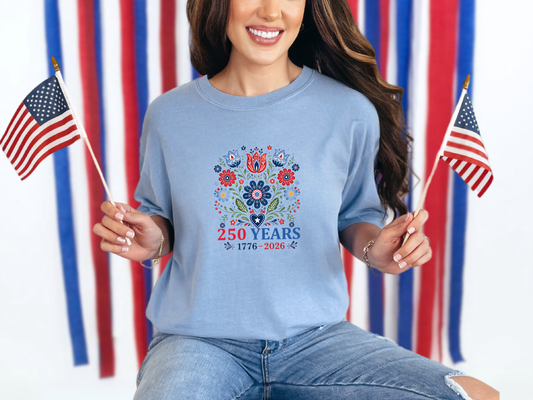 250 Years 1776 - 2026 Floral Collage DTF TRANSFER