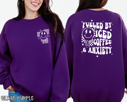 Fueled By & Anxiety Smiley Checkered Back DTF TRANSFER