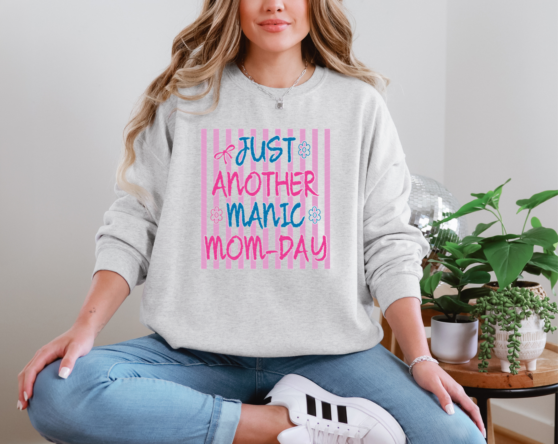 Just Another Manic Mom-Day Stripes DTF TRANSFER