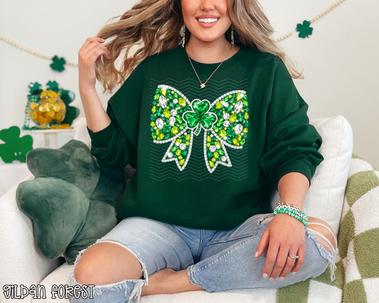 Rhinestone St Patrick’s Day Bow DTF TRANSFER