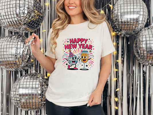Happy New Year Disco Ball Champagne DTF TRANSFER