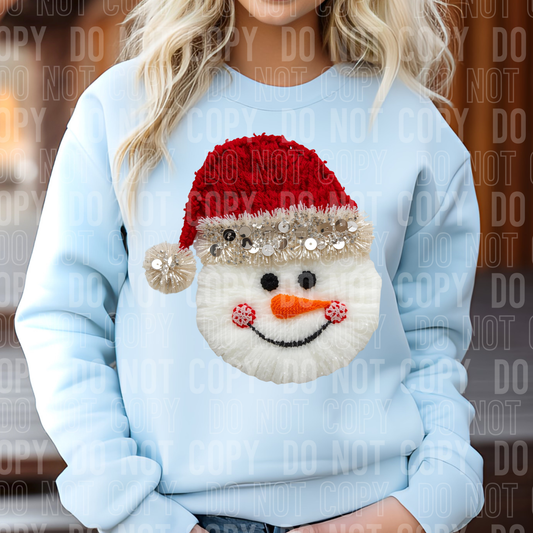 SNOWMAN FAUX YARN FACE DTF TRANSFER