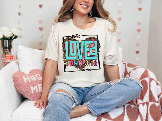 Loved John 3 16 Heart DTF TRANSFER