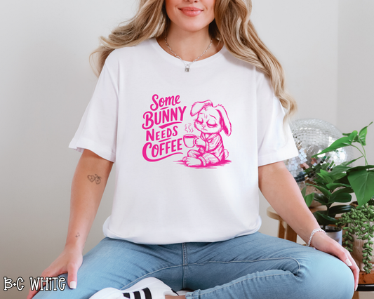 Some Bunny Needs Coffee Pink DTF TRANSFER