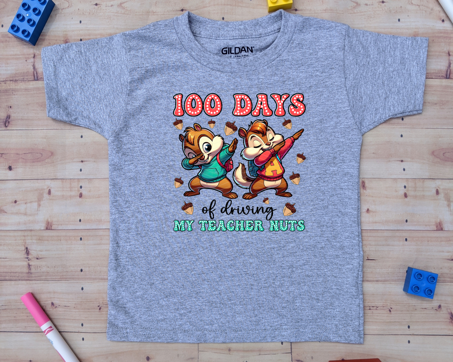 100 Days of Driving My Teacher Nuts Chipmunks DTF TRANSFER