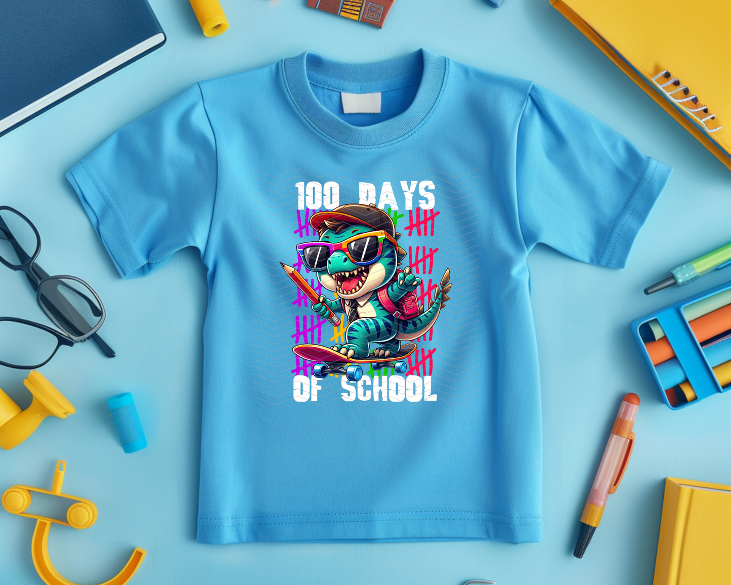 100 Days of School T-Rex DTF TRANSFER