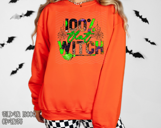 100% That Witch Leopard Orange Green DTF TRANSFER