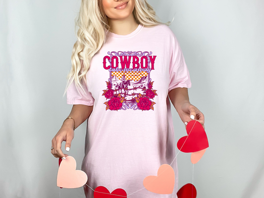 Cowboy Take Me Away Pink Roses DTF TRANSFER