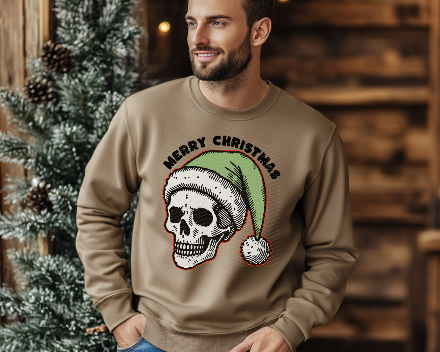 Merry Christmas Skull DTF TRANSFER