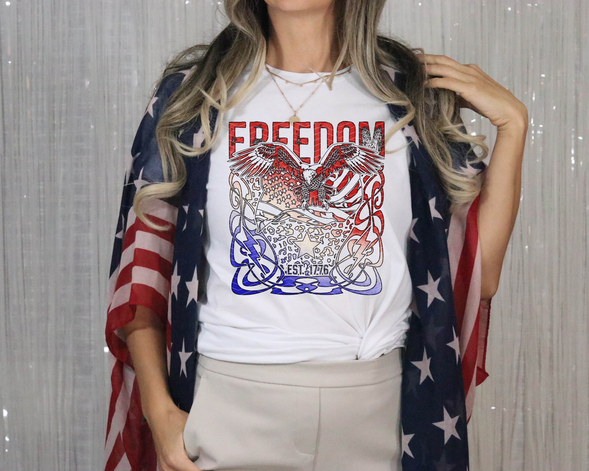 Freedom 1776 (Red White Blue / Teal Pink) DTF TRANSFER