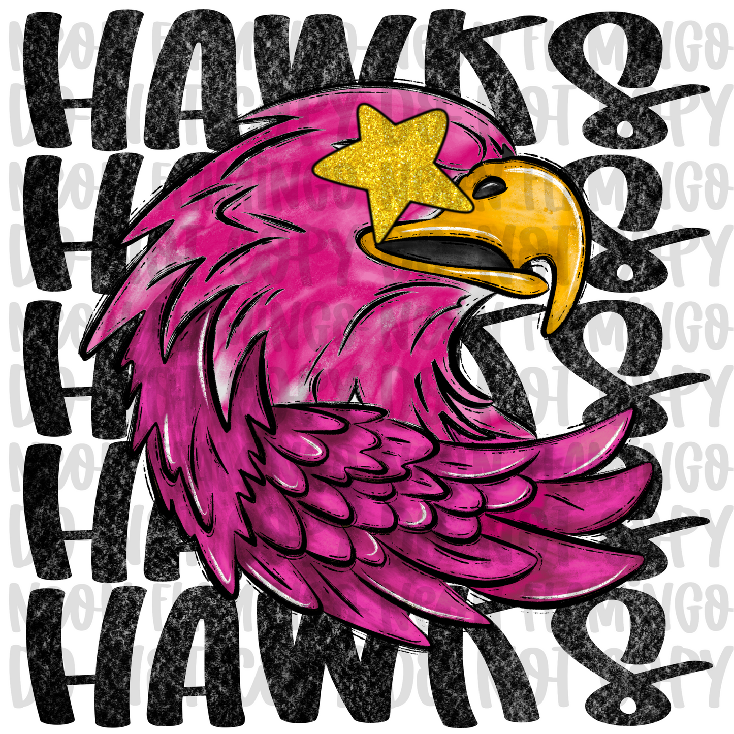 Preppy Mascot PINK Hawk DTF TRANSFER