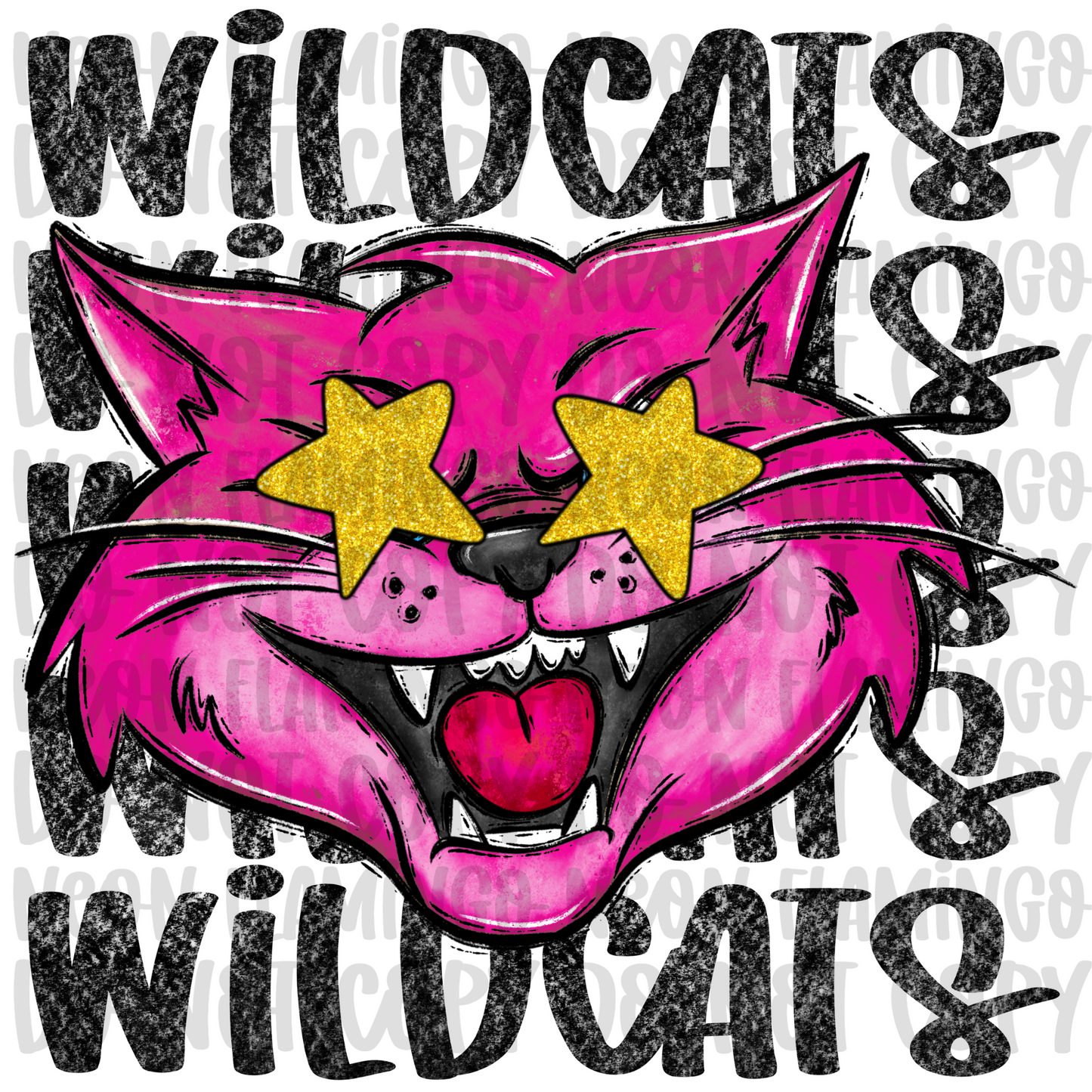 Preppy Mascot PINK Wildcat DTF TRANSFER