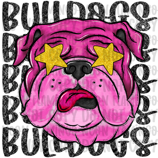 Preppy Mascot PINK Bulldog DTF TRANSFER