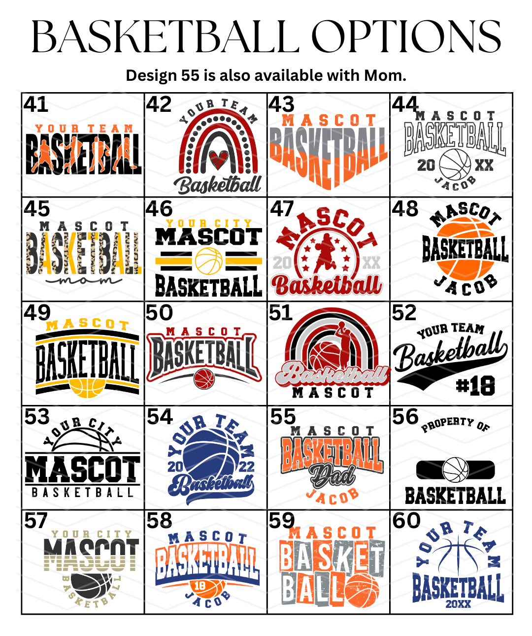 Custom Basketball Designs DTF TRANSFER
