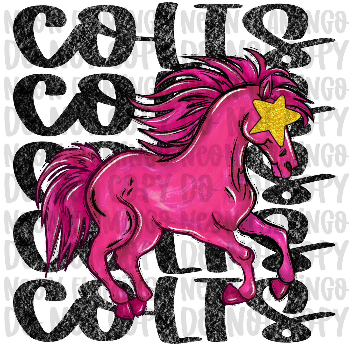 Preppy Mascot PINK Colts DTF TRANSFER