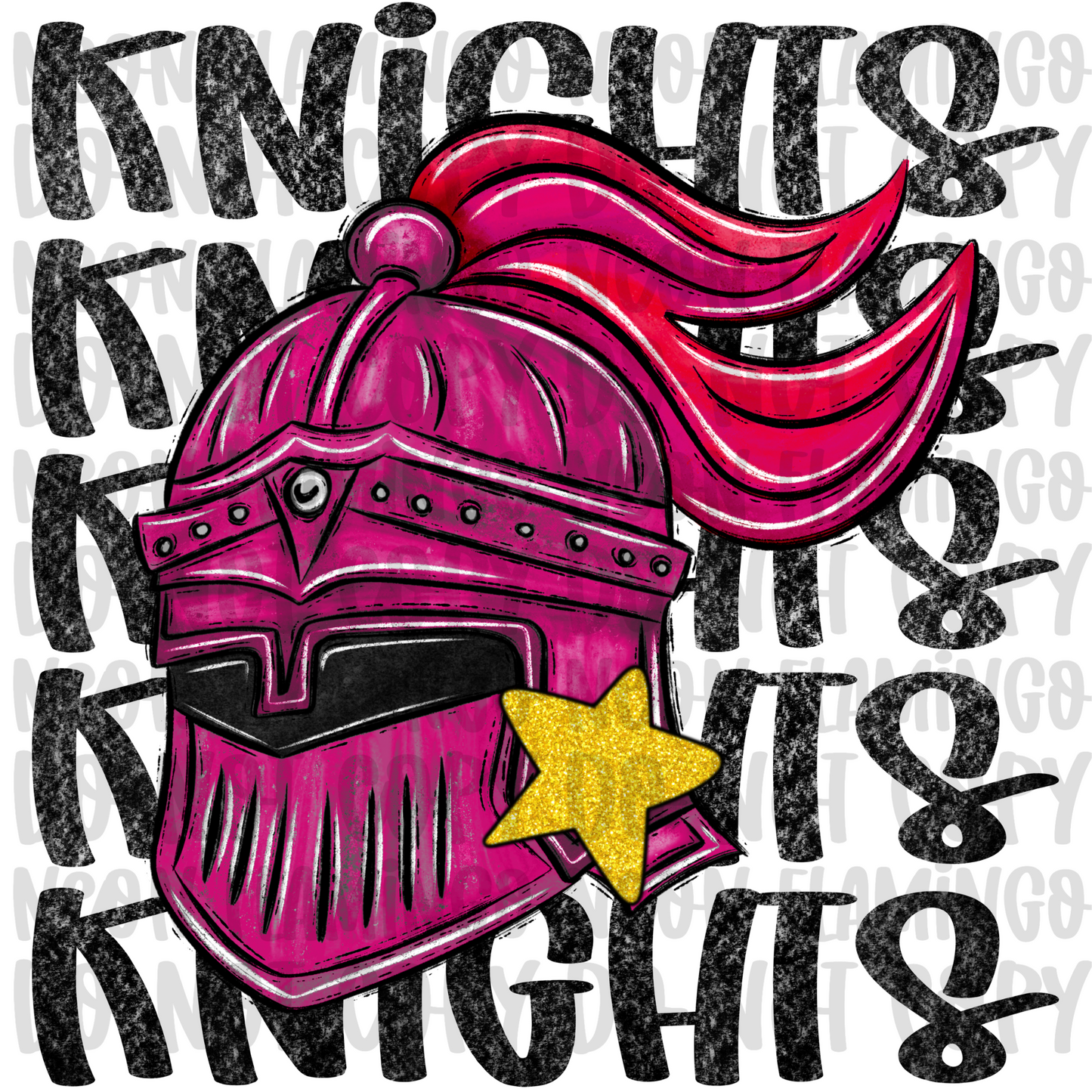 Preppy Mascot PINK Knights DTF TRANSFER