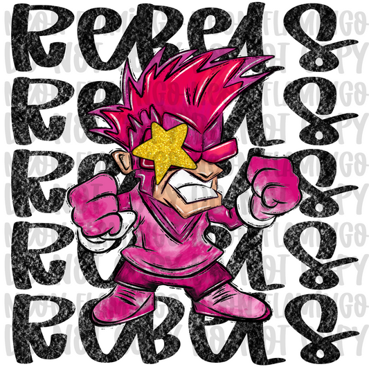 Preppy Mascot PINK Rebels DTF TRANSFER