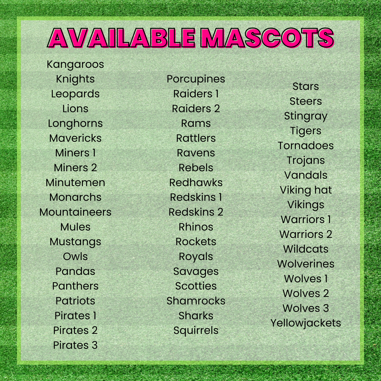 Let's Go Mascots Pink Brushstroke DTF TRANSFER