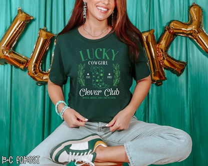 Lucky Cowgirl Clover Club White DTF TRANSFER